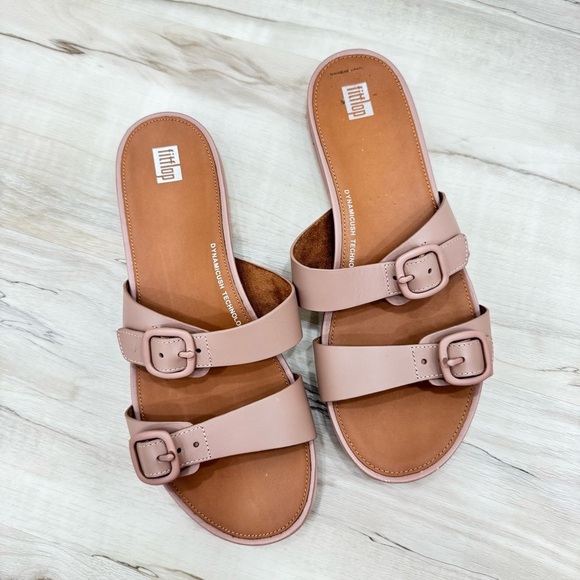 Fitflop Gracie Slide Leather Sandals in Dusty Pink Sz 10 great condition - Picture 3 of 5